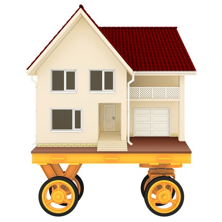trolley for house real estate  symbolizing mobile home の写真素材