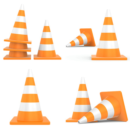 Road traffic cone  Isolated on white backgroundの写真素材