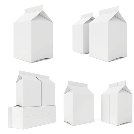Milk cartons isolated on white background  3d render の写真素材