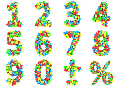 Numerical symbol of colorful cubes の写真素材