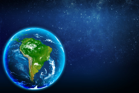 Planet earth in space  Continent South Americaの写真素材