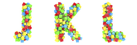 3D cube alphabet colorful font style の写真素材