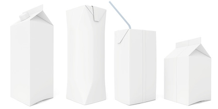 set white carton milk or juice の写真素材