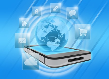 Mobile Internet and applications from around the world on your phoneの写真素材