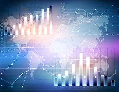 Abstract infographics with diagrams and graphs on a colorful backgroundの写真素材