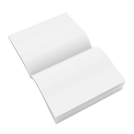 Blank opened brochure isolated on white backgroundの写真素材