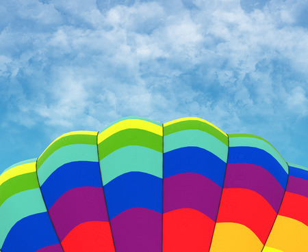 The upper part Beautiful Hot Air Balloon against a deep blue skyの写真素材