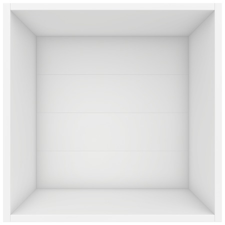 white shelf box. 3d render on white background.の写真素材