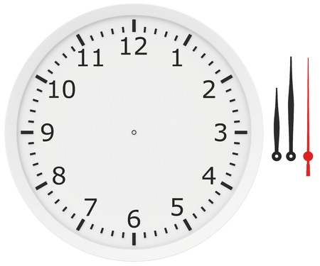 template clock with arrows and numbers isolated on a white background.