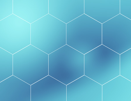 Abstract blue background with hexagons and wires.の写真素材