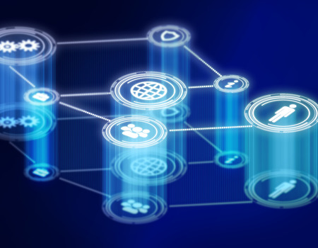 Projection icons connected to the same network.