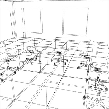 Interior office meeting room. Tracing illustration of 3d.    のイラスト素材