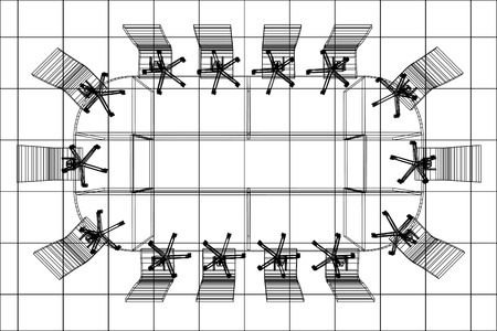 Interior office meeting room. Tracing illustration of 3d. EPS 10 vector format.のイラスト素材