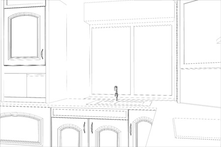 Abstract vector sketch interior. Illustration created of 3d.のイラスト素材