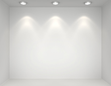 Showcase gallery with light bulbs. 3d renderの写真素材