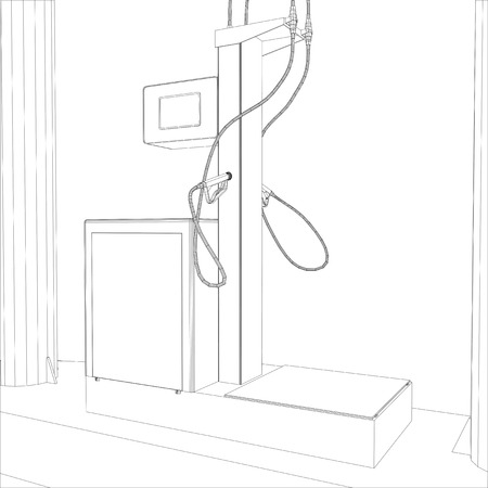 Gas station wire-frame line vector. Illustration created of 3d.のイラスト素材