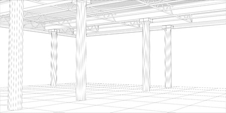 Abstract line vector construction industrial building. Illustration created of 3d. のイラスト素材