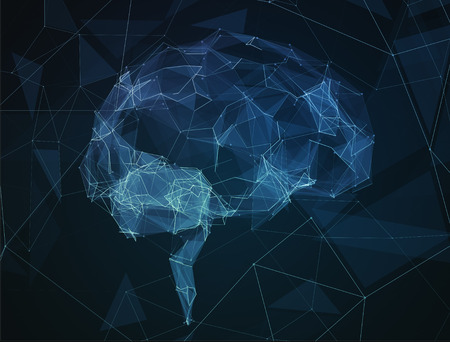 The abstract image of human brain in the form of lines of communication network.の写真素材