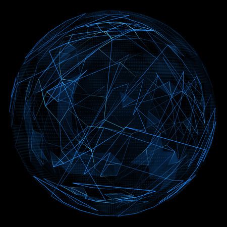 Abstract globe glow blue line. Spherical 3d illustrationの写真素材