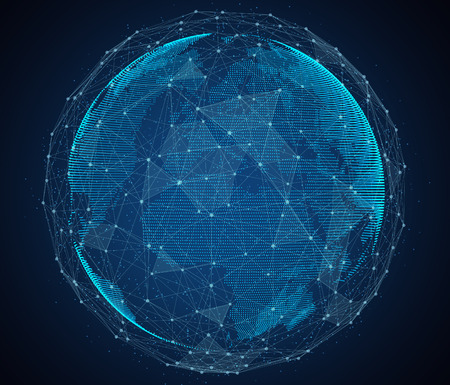 Digital design of a global network of Internet.の写真素材