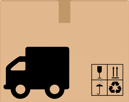 background cardboard box with car icon. Shipping packingの写真素材