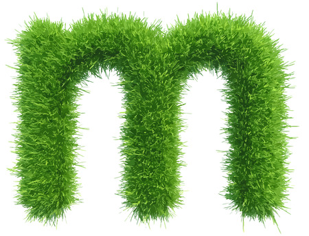 Vector small grass letter m on white background.のイラスト素材