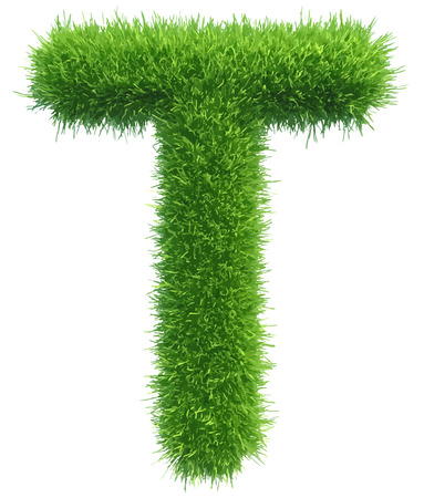 Vector capital letter T from grass on white background.のイラスト素材