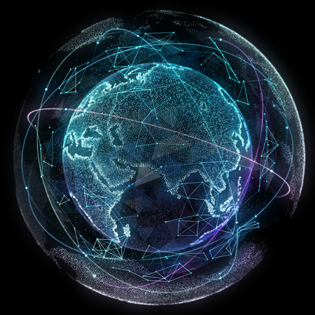 Digital design of a global network of Internet.の写真素材