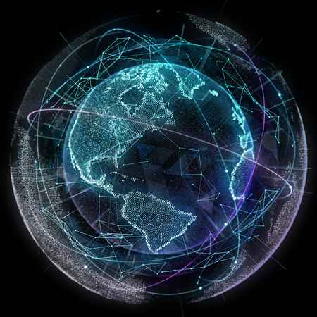 Digital design of a global network of Internet.の写真素材
