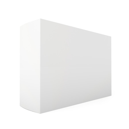 Blank paper or cardboard box template standing on white background.の写真素材