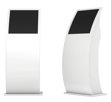 interactive kiosk on white background.の写真素材