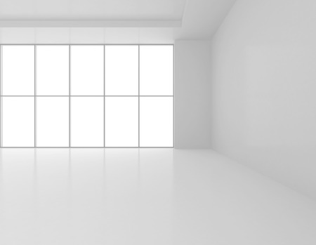 Modern bright gallery with white wall. 3d renderingの写真素材