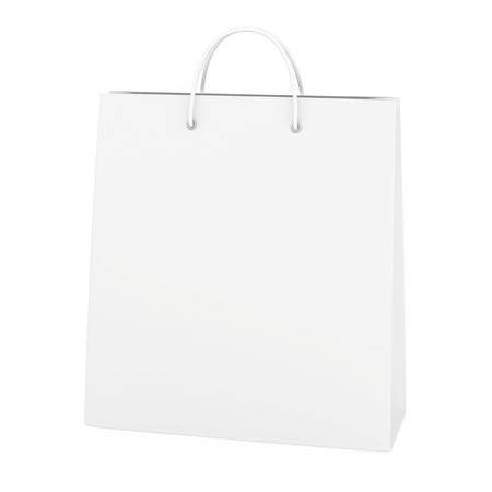 Empty paper bag on white background. 3d rendering.の写真素材
