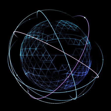 Digital design of a global network on orbit space.の写真素材