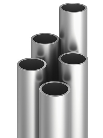 Metal pipe. 3d rendering illustration isolated on white background.の写真素材