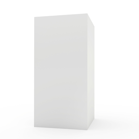 Blank cardboard package box on white background. 3d render.の写真素材
