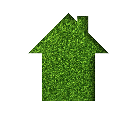 Simple green grass eco house icon. concept ecology.の写真素材