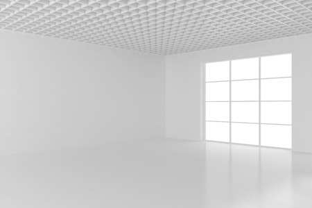 White Room Interior in Minimal Style with Empty Wall Background. 3d rendering.の写真素材
