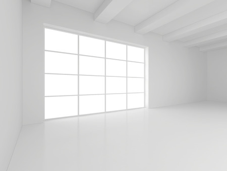 light white room and big window. 3d rendering.の写真素材