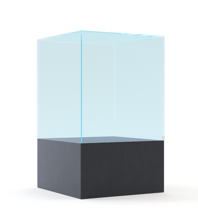 Empty Glass Showcase. Illustration on White Background.の写真素材