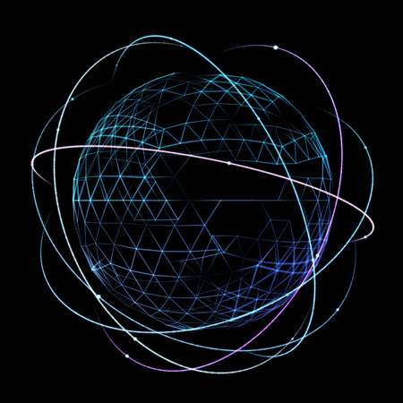 Digital design of a global network on orbit space.の写真素材