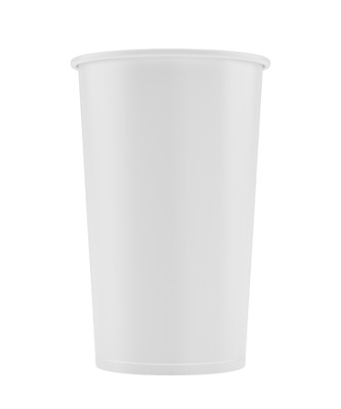 Empty white paper cup isolated on white background. 3d renderingの写真素材