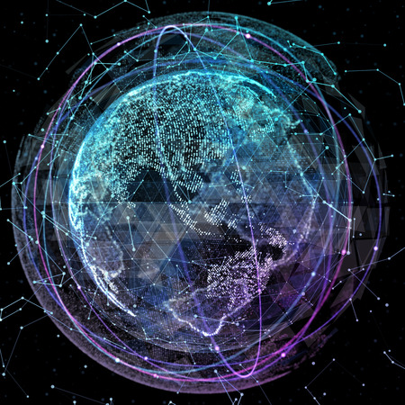 Digital design of a global network of Internet.の写真素材