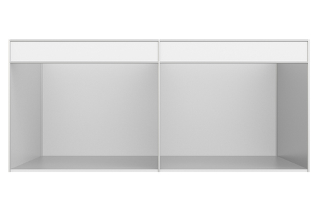 Trade show booth. 3d rendering isolated on white backgroundの写真素材