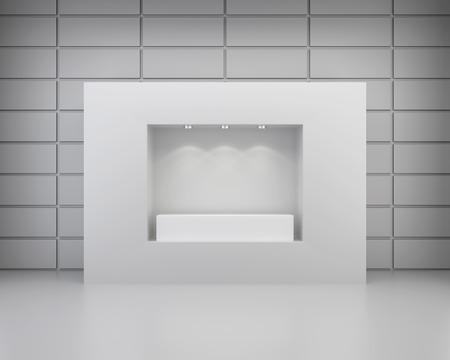 Front view of shop exterior design with pedestal. Mock up, 3D Renderingの写真素材