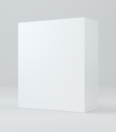 White cube in light studio. 3d rendering backgroundの写真素材
