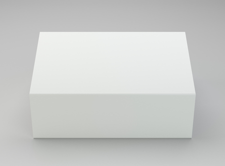 White package box on gray background. 3d renderingの写真素材