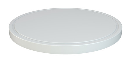 White round podium. Pedestal scene. 3d rendering isolated on white background.の写真素材