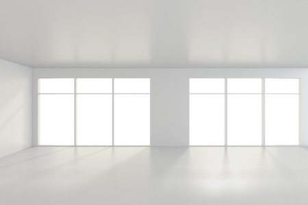 light white room and big window. 3d rendering.の写真素材