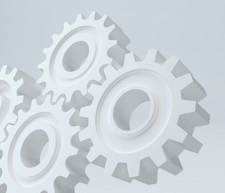 cogwheel gear mechanism on the gray background. 3d renderingの写真素材